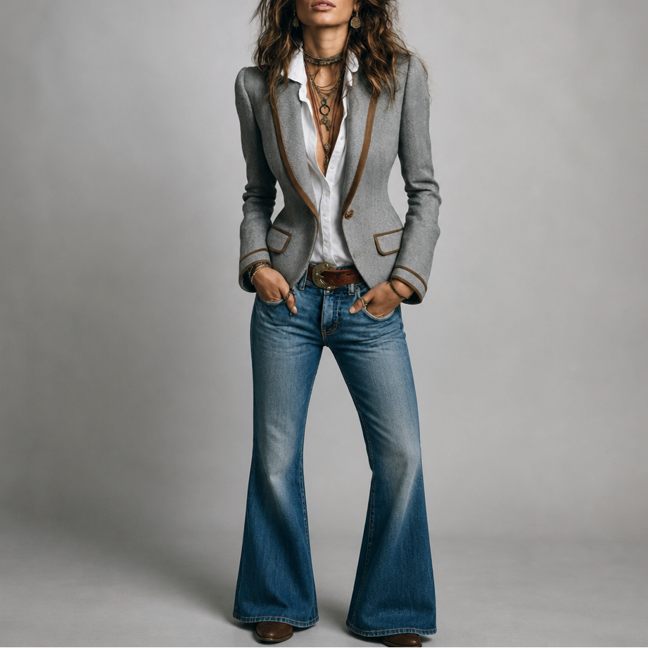 Vaunterie – Contrast Piped Herringbone Blend Coat