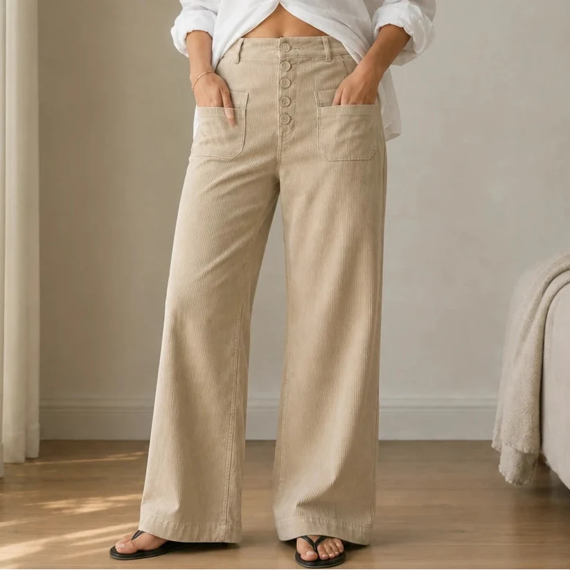Veloura – High-Waisted Striped Velvet Flare Pants