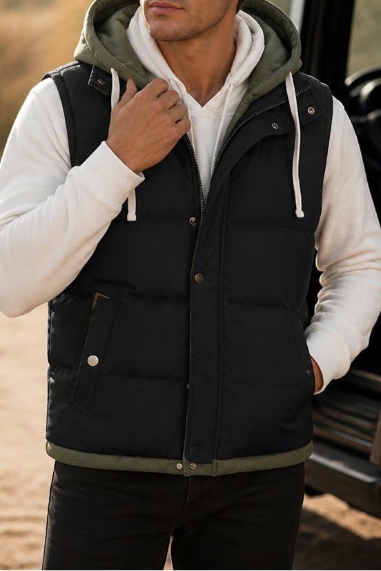 Wraverly – Layered Double Hood Puffer Vest