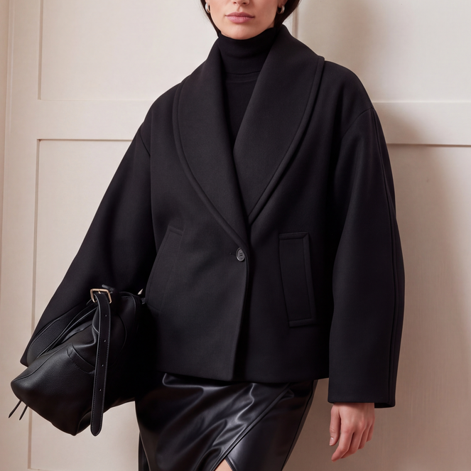 Velaire – Cropped Double-Breasted Batwing Coat
