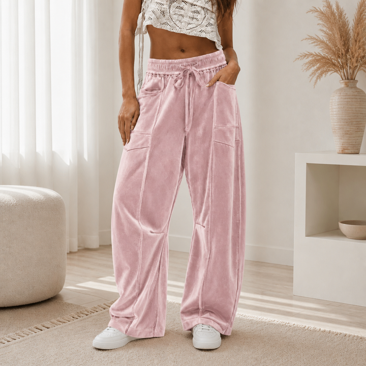 Draperie – Ribbed Corduroy Wide-Leg Drawstring Pants