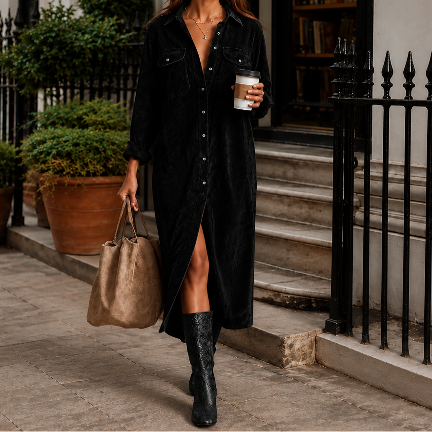 Wearbella – Button-Front Midi Shirt Dress With Side Slit