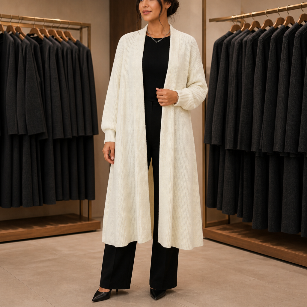 Ribbella – Ribbed Knit Longline Cardigan