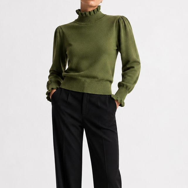 Ruffle & Row – Ruffled Trim Knit Top