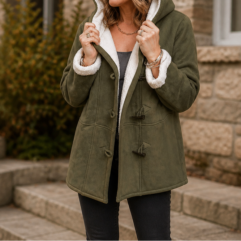 Plushbelle – Faux Shearling Hooded Winter Coat