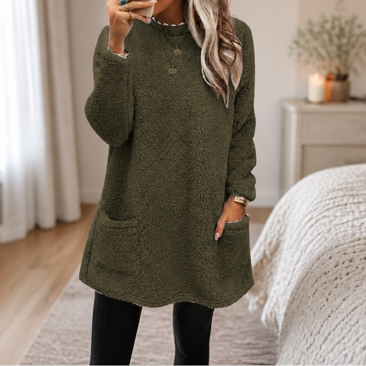 Coreheat – Brushed Fleece-Lined Longline Tunic Top