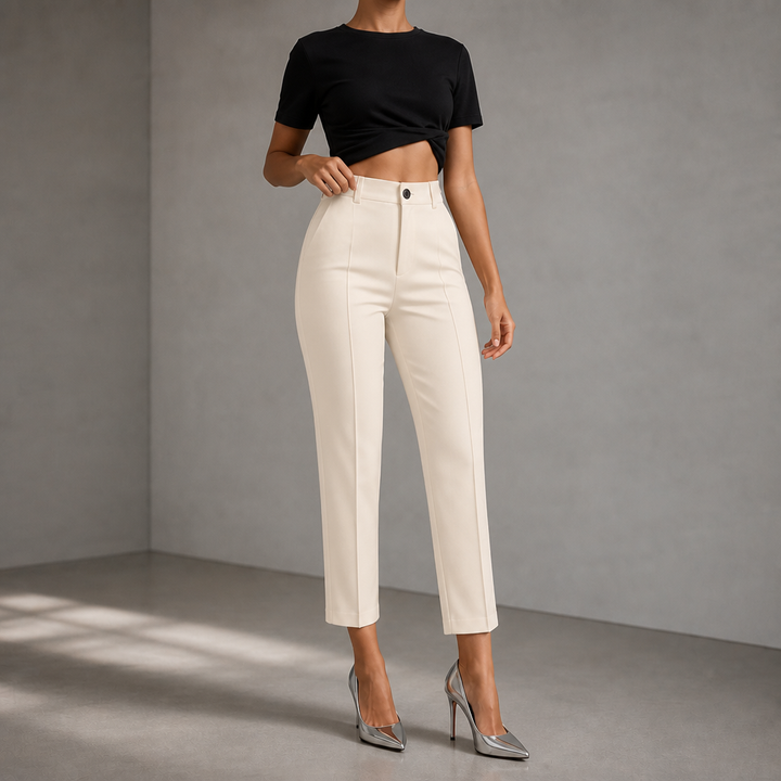 Elara – High-Waisted Cropped Straight-Leg Pants
