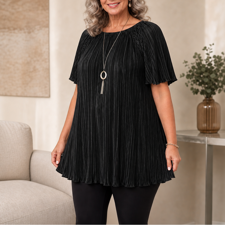 Wearbella – Pleated Wide-Fit Button-Up Blouse