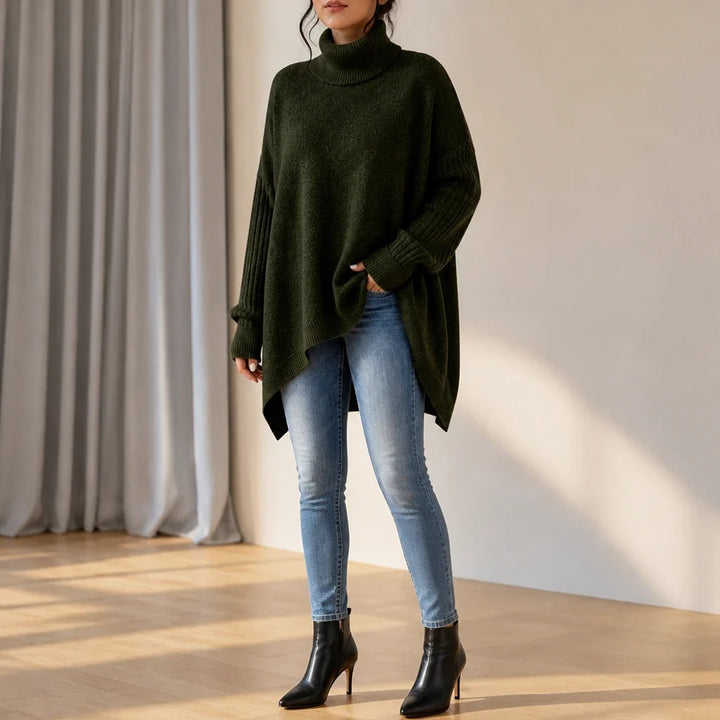 Avenza – Oversized Asymmetrical Turtleneck Sweater