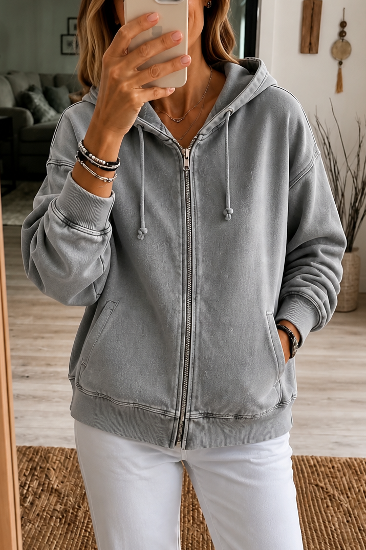 Rethread – Washed Relaxed Zip-Up Hoodie