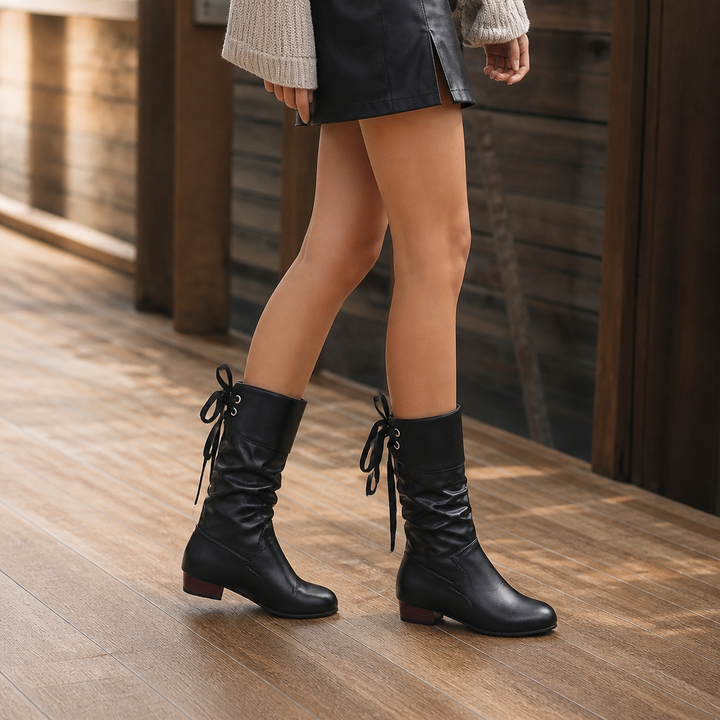 Archwell – Ruched Ribbon Mid-Calf Boots
