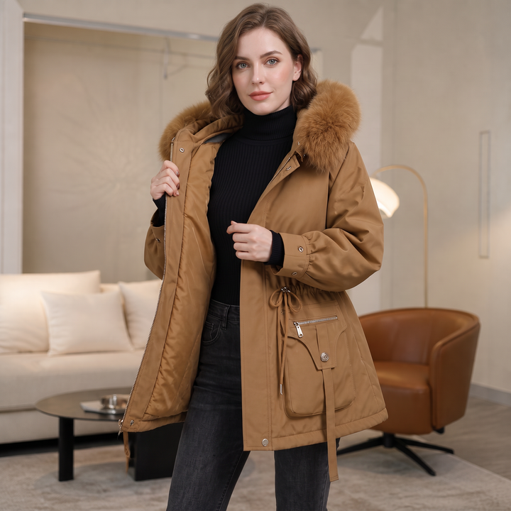 Duvella – Faux Fur Hood Double-Layered Puffer Coat
