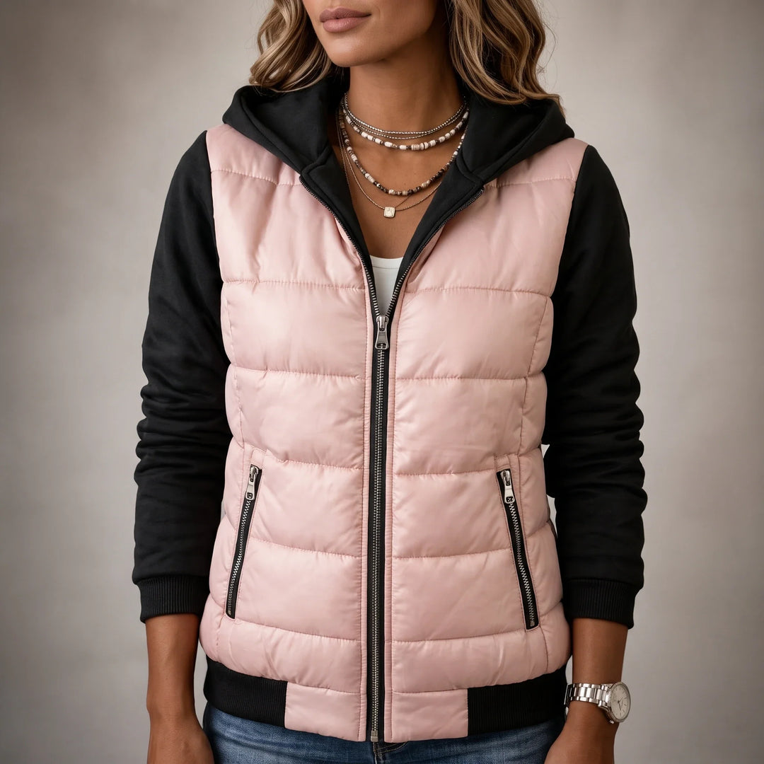 Layerelle – Quilted Panel Hooded Knit Jacket