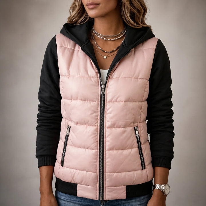 Layerelle – Quilted Panel Hooded Knit Jacket