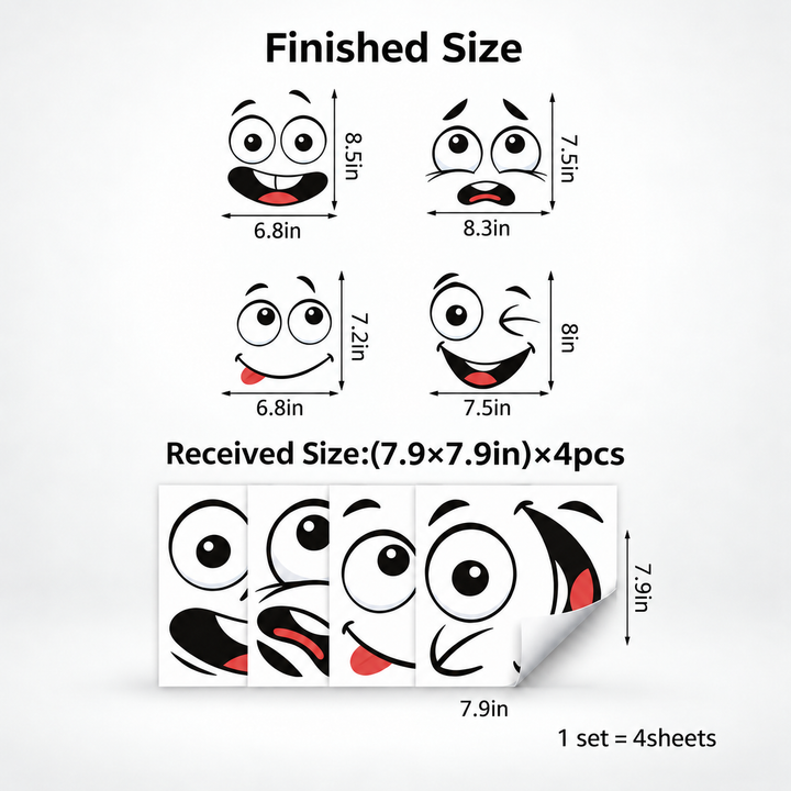 FaceSprout – Cartoon Face Decals For Household Items (4-pack set)
