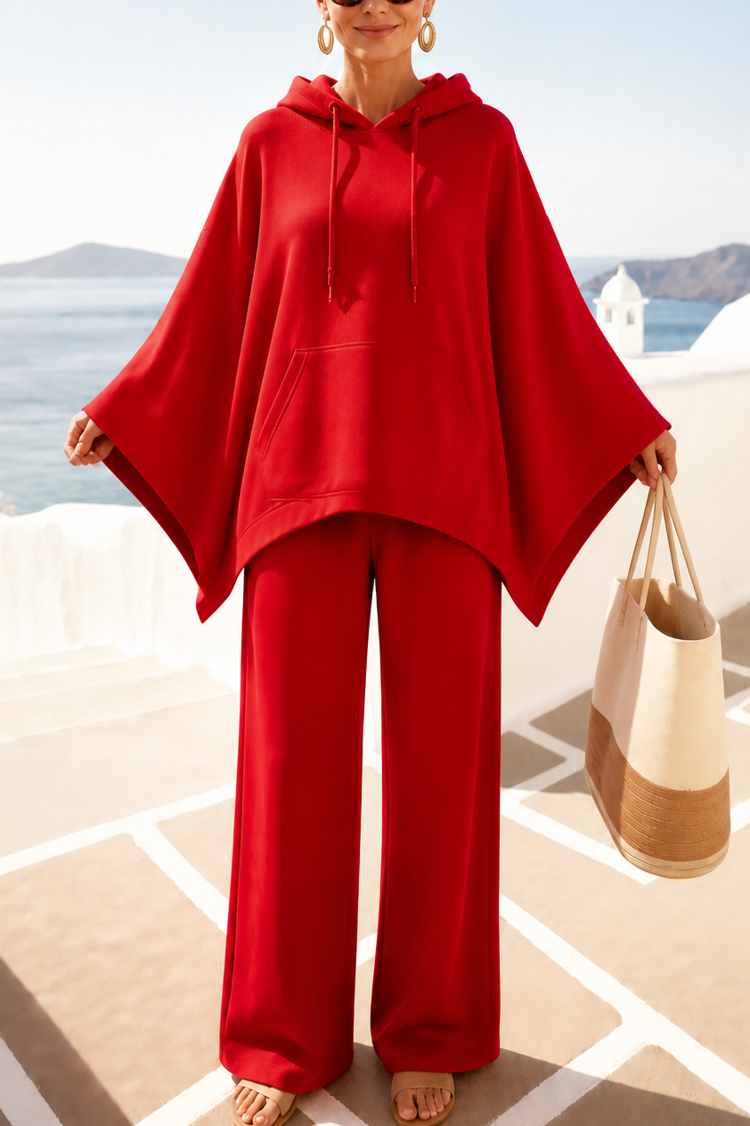 Wearbella – Hooded Cape And Wide-Leg Trouser Set