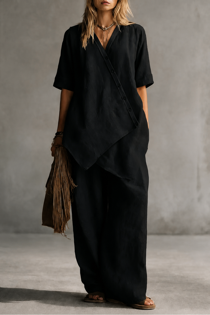 Wearbella – Wide-Leg Linen Top And Trouser Set
