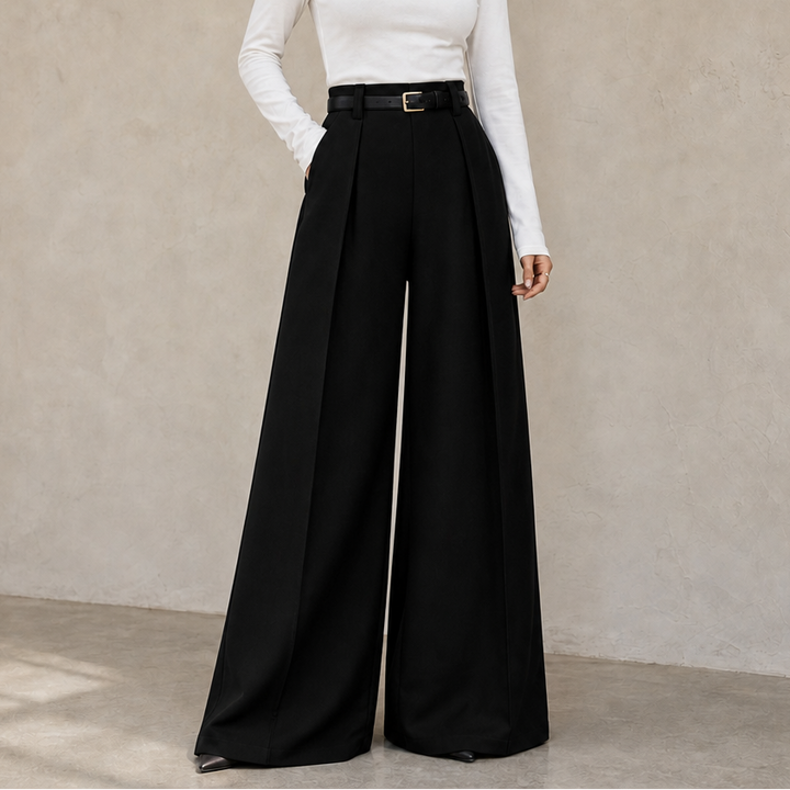 Elonga – Pleated High-Waisted Wide-Leg Trousers