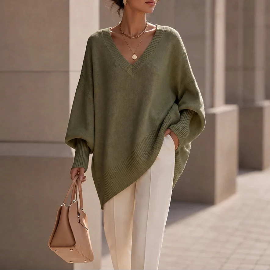 Mayfield – Oversized V-Neck Knit Sweater