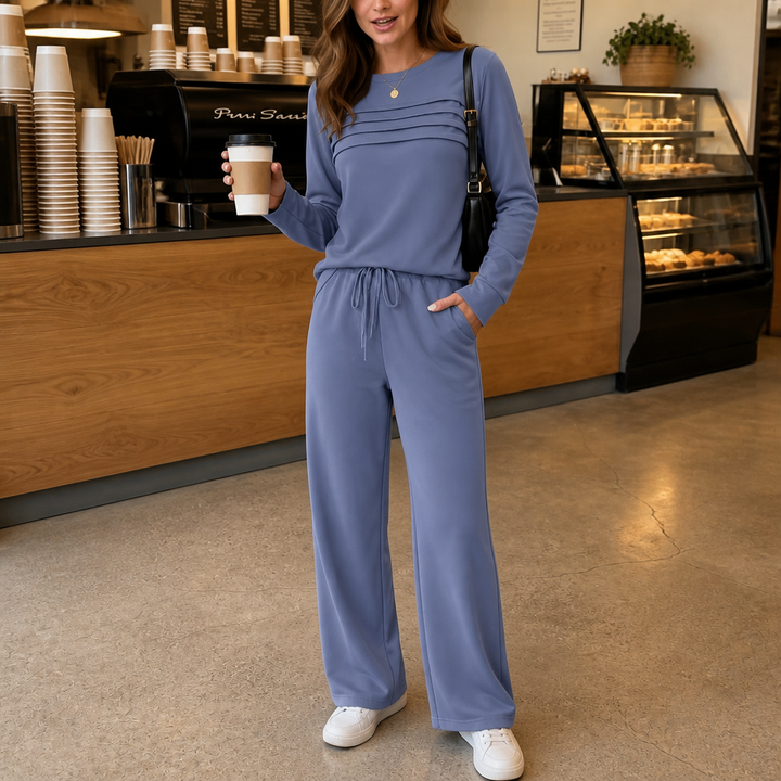 Restwell – Crew Neck Drawstring Two-Piece Lounge Set