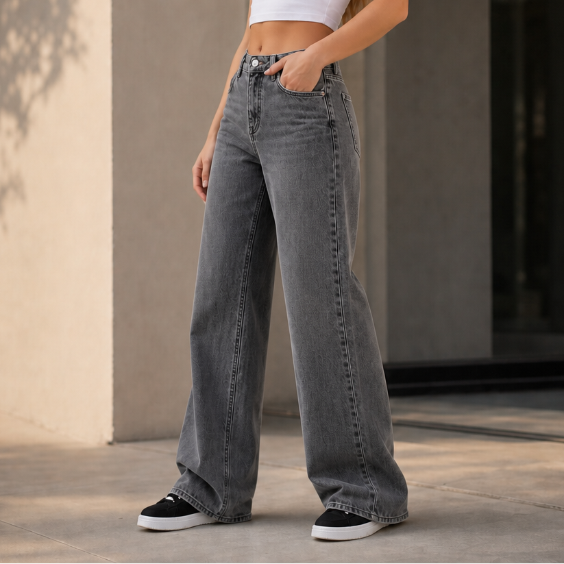 Longline Denim – High-Waisted Wide-Leg Jeans
