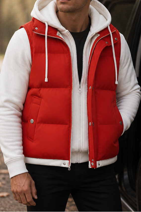 Wraverly – Layered Double Hood Puffer Vest
