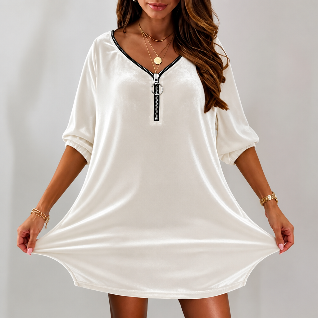 Easona – The Zip-Front Shift Dress That Skims, Not Clings