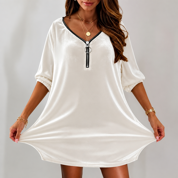 Easona – The Zip-Front Shift Dress That Skims, Not Clings