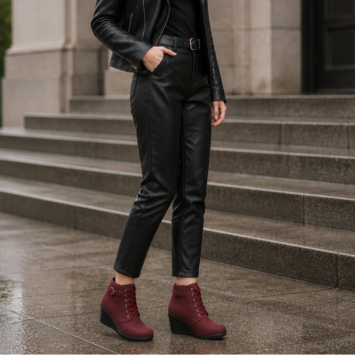 Stepeasy – Water-Repellent Side-Zip Wedge Ankle Boots