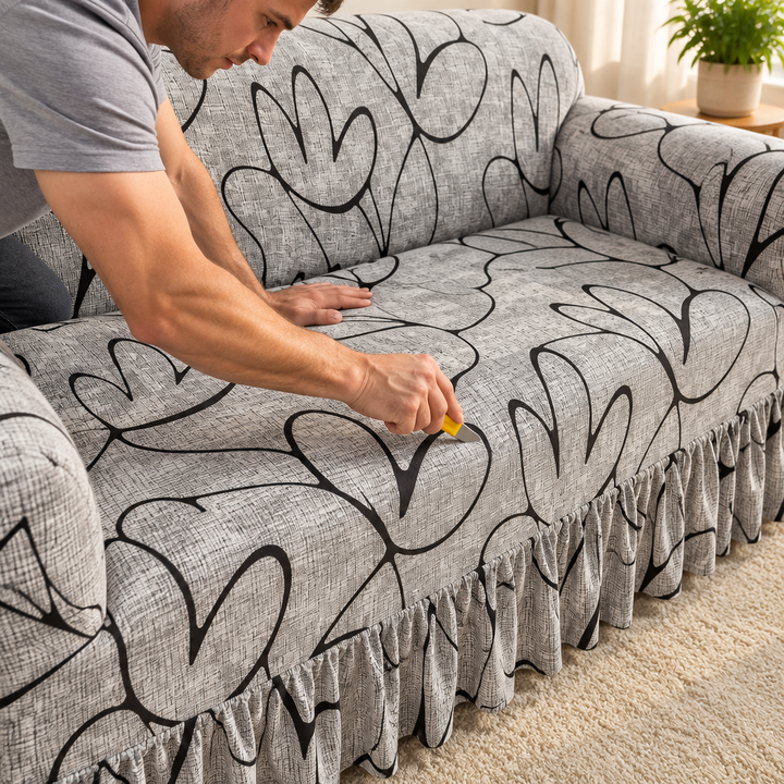 Wrapsody – High-Stretch Ruffled Skirt Sofa Slipcover