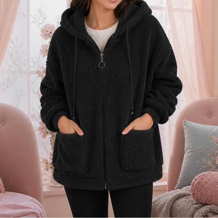 Cozamora – Oversized Sherpa Fleece Zip-Up Hoodie