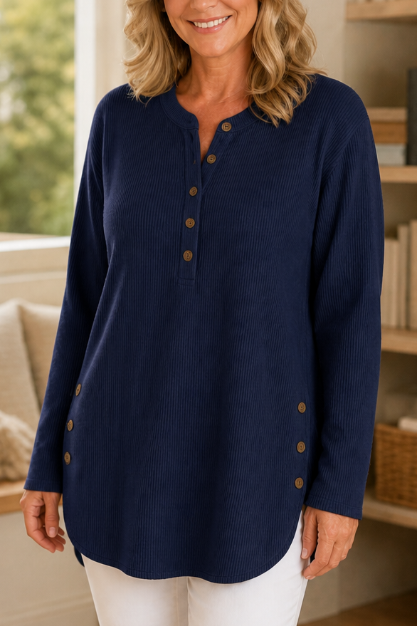 Corduvie – Button-Up Corduroy-Look Henley Top
