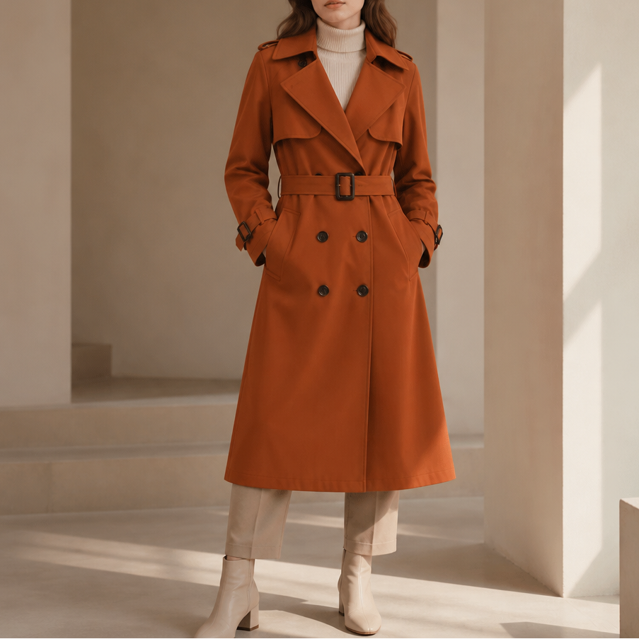 Winterly – Belted Mid-Length Structured Trench Coat