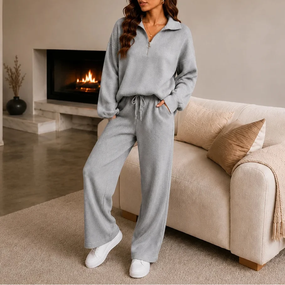 Ribelle – Ribbed Double-Knit Sweater And Wide-Leg Pants Set