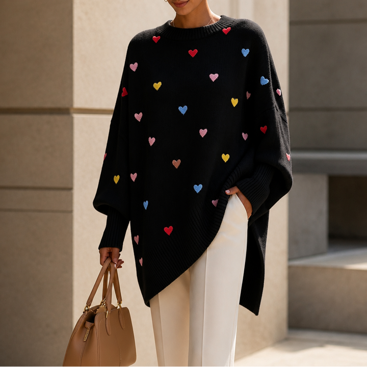 Heartwell – Colorful Heart Batwing Sweater