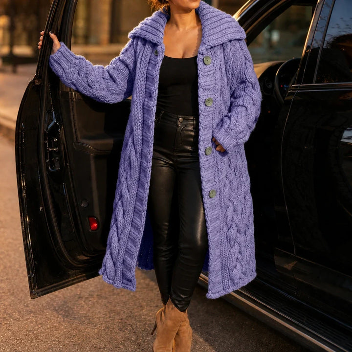 Cable & Clover – Chunky Cable-Knit Oversized Cardigan