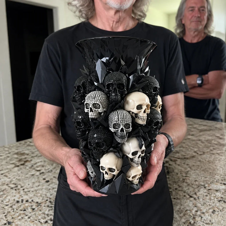 Ravenora – Sculpted Raven And Skull Decorative Vase