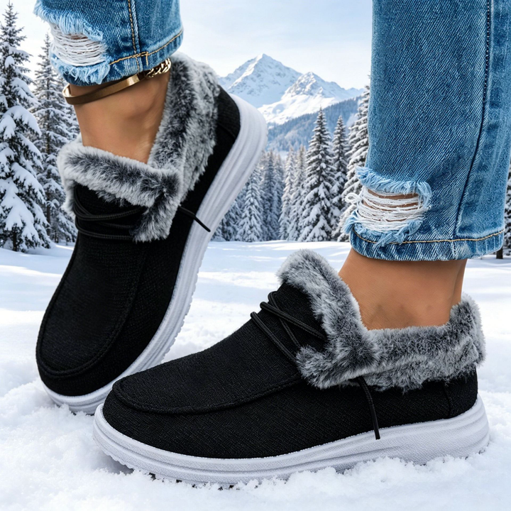 Veluna – Plush-Lined Canvas Slip-On Winter Shoes