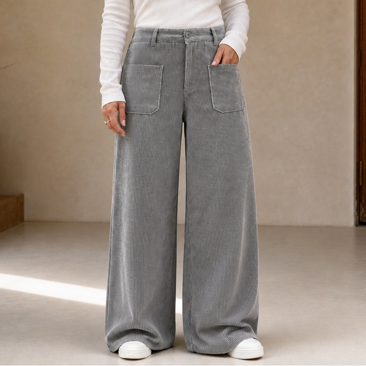 Wovella – Stretch Corduroy-Look Wide-Leg Trousers