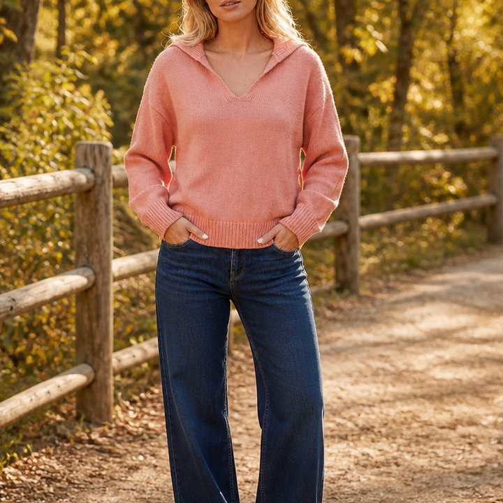 Lapella – Lapel Collar V-Neck Sweater