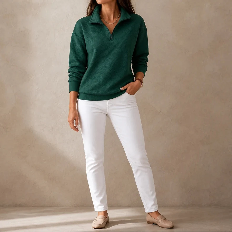 Collara – Textured Quarter-Zip Collared Pullover
