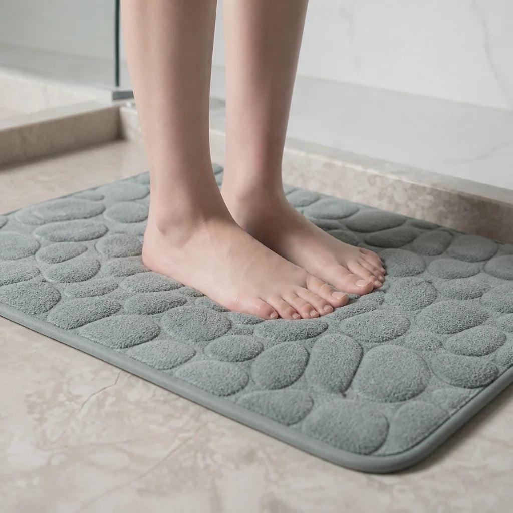 PebbleNest – Pebble-Textured Memory Foam Bath Mat