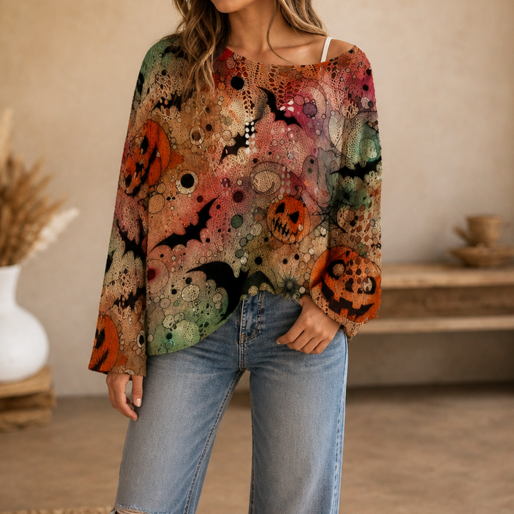 Amberknit – Open-Knit Crochet Pumpkin Sweater