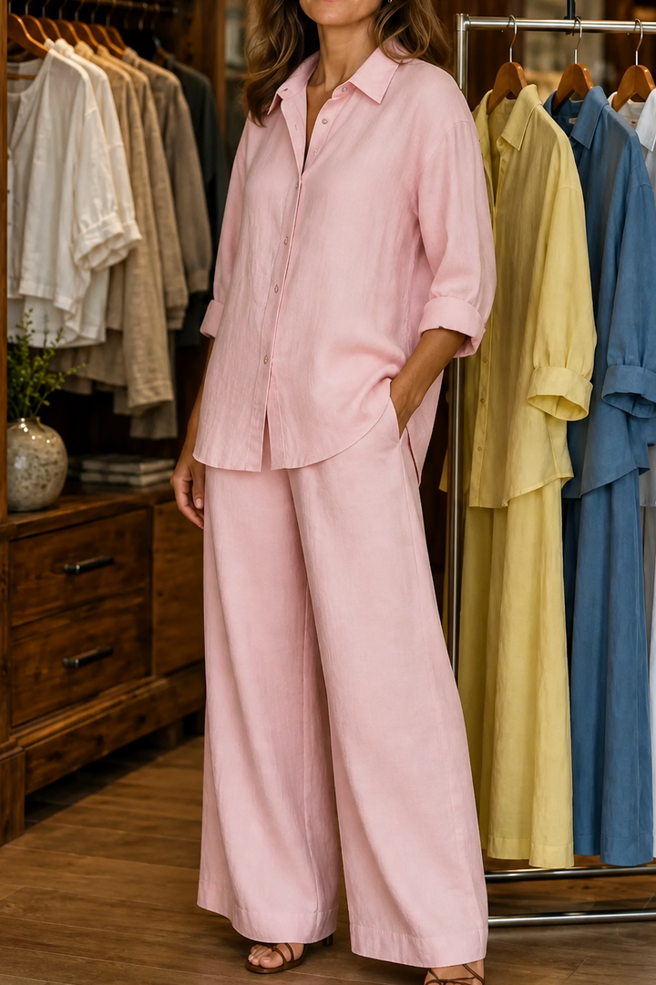 Setwell – Shirt And Wide-Leg Pants Set