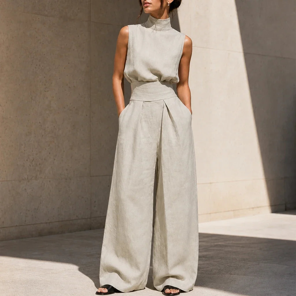 Wearbella – Pleated High-Waist Wide-Leg Pants Set