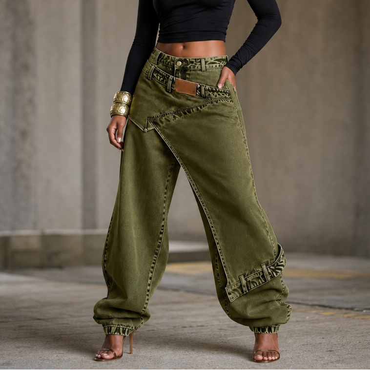 Wearlyn – Asymmetric Wrap-Waist Wide-Leg Jeans