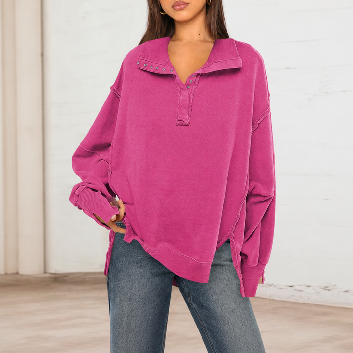 Lunecasa – Raw-Edge Split-Cuff Oversized Pullover