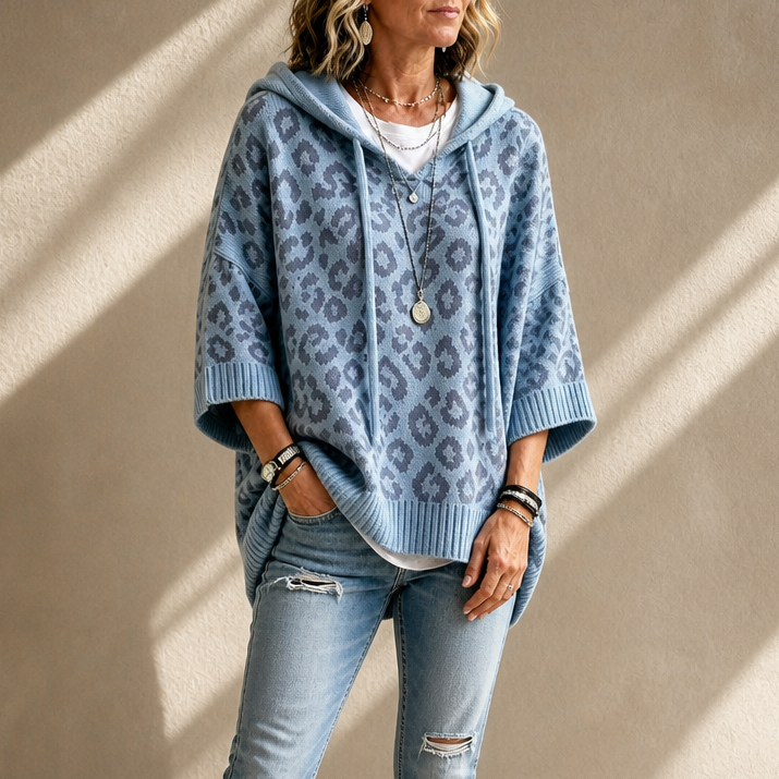 Leopard Lane – Oversized Leopard Knit Hooded Sweater