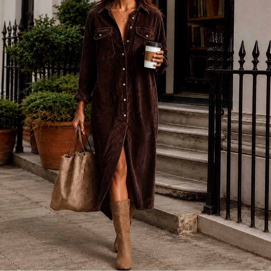 Wearbella – Button-Front Midi Shirt Dress With Side Slit