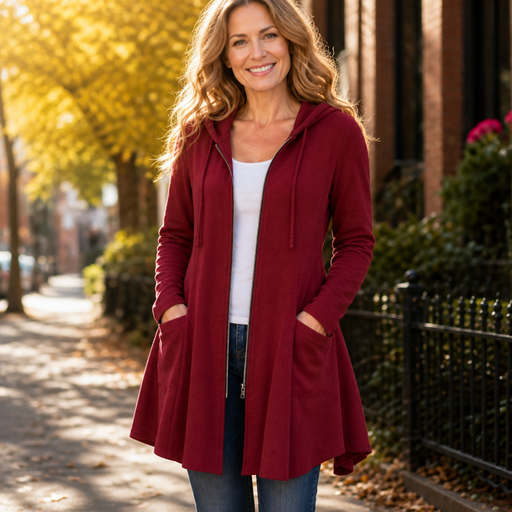 Wrapella – Hooded Longline Full-Zip Jacket